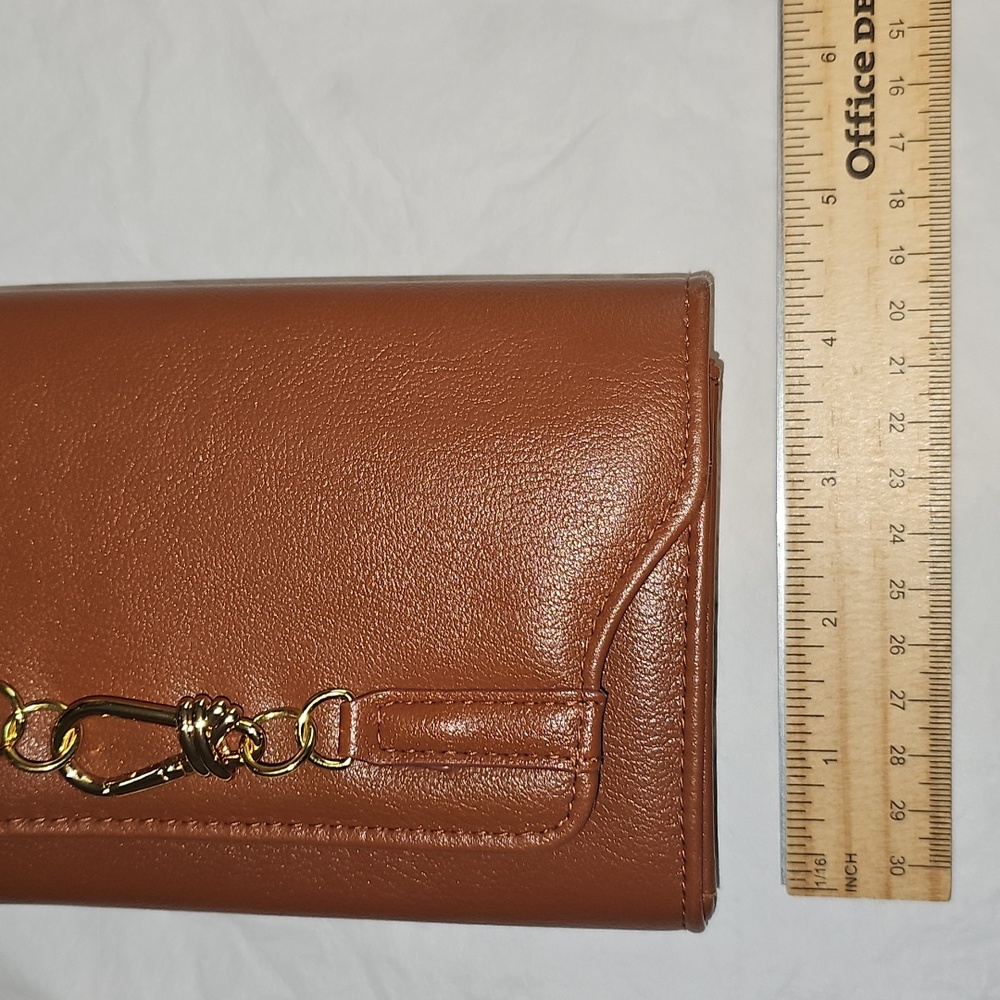 Time and Tru Women's Scarlet Envelope Wallet, Cognac Brown New - Picture 14 of 14